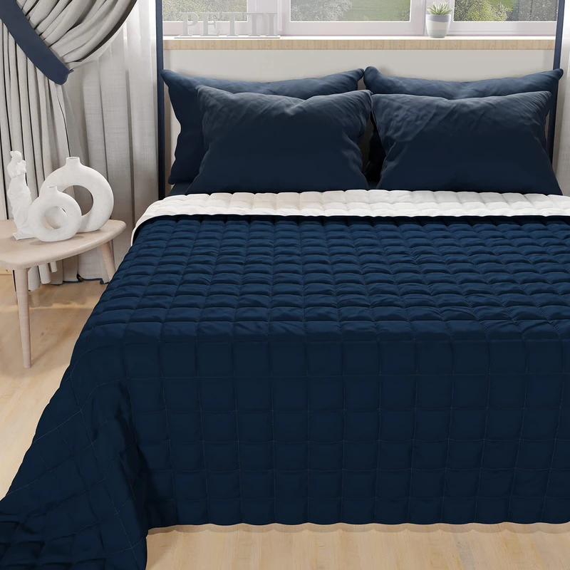 PETTI Artigiani Italiani Double Bedspread Double Bed Quilt Spring Blue Night White 100% Made in Italy