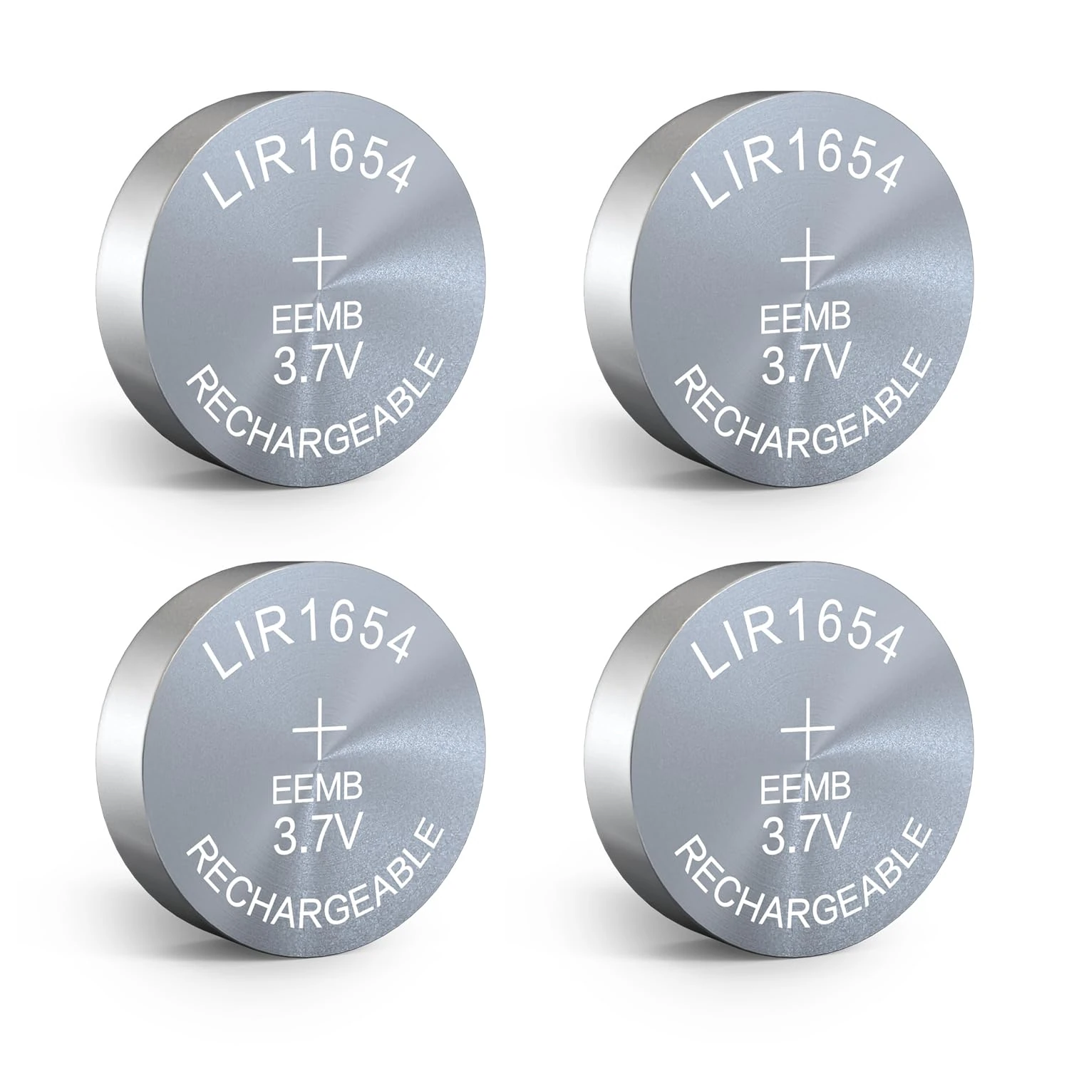 EEMB 4PACK LIR1654 Rechargeable Battery 3.7V Lithium-ion Button Batteries Coin Cell Battery LIR1655 for Earphone Wearable device Watch