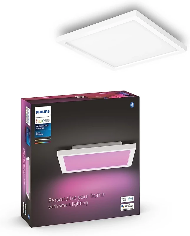 Philips Hue Surimu White and Colour Ambiance Smart Lighting Square Panel Light, 30x30 cm, with Bluetooth, Works with Alexa, Google Assistant and Apple Homekit, Old Generation
