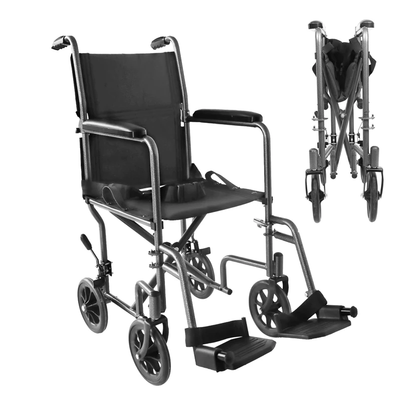 PEPE Mobility Lightweight Folding Wheelchair for Adults, Small for Indoors, Foldable Footrests, Manual Brake, Seatbelt