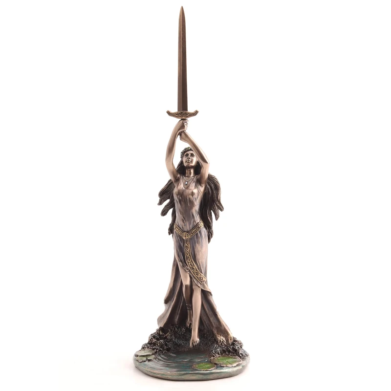 Veronese Design 13 1/4 Inch Lady of The Lake and Excalibur Cold Cast Resin Bronze Finish Sculpture