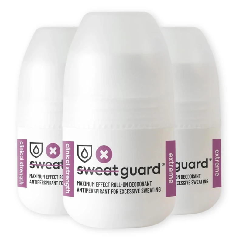 SWEAT GUARD® Extreme Antiperspirant - 3 x 50ml Roll On. Coconut Scented, Anti Sweat Deodorant For Underarm - Controls Excessive Sweating & Odour. Maximum Effect Hyperhidrosis Treatment For Armpit.