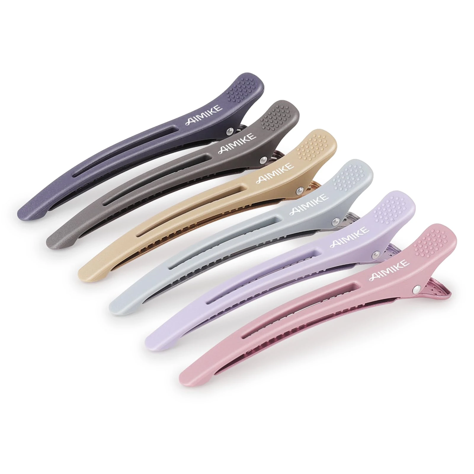 AIMIKE 6PCS Sectioning Hair Clips for Styling, Anti-Slip No-Trace Salon Hair Sectioning Clips with Silicone Band