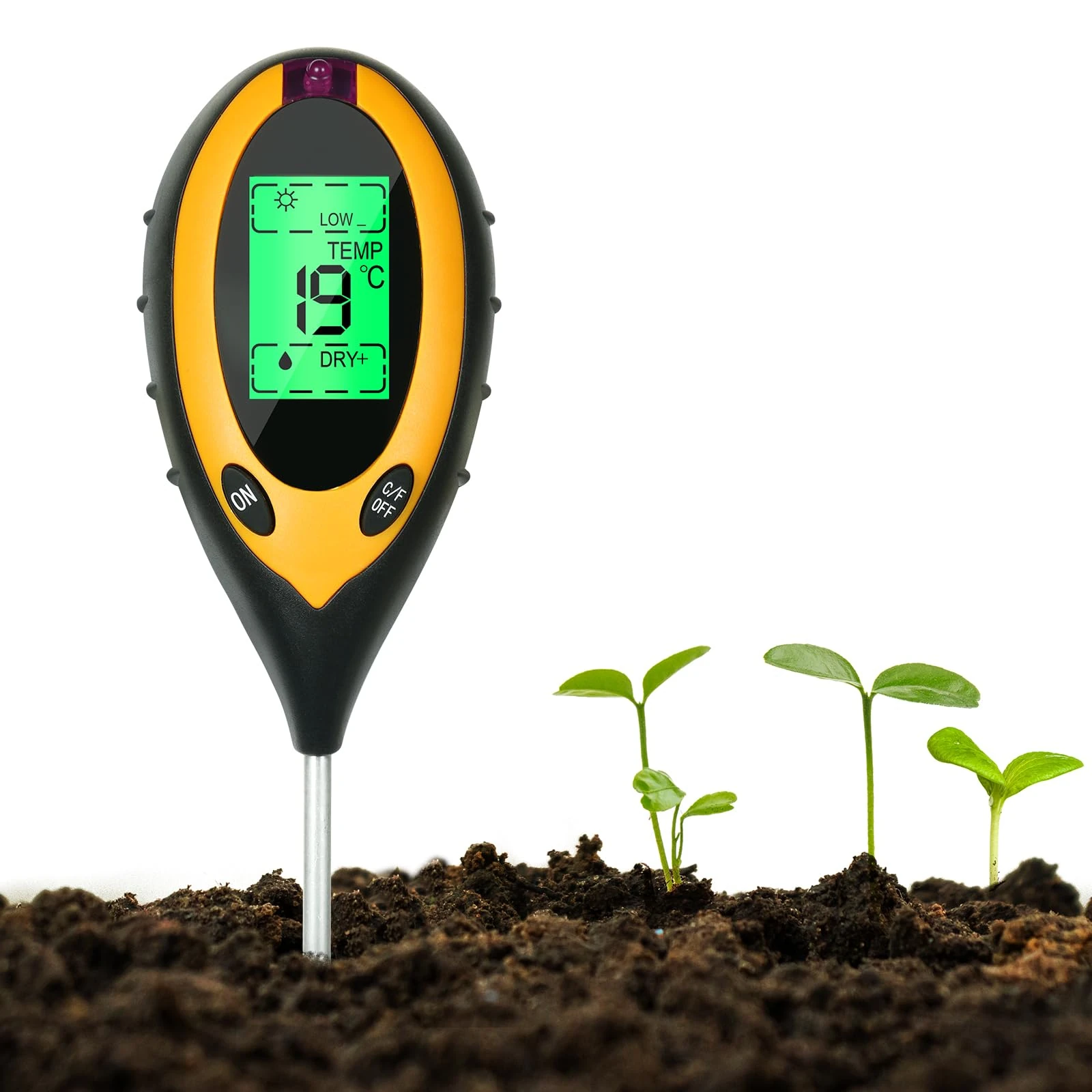 flintronic 4 in 1 Soil Tester, Ground Moisture/PH/Light/TemperatureTester, Garden Agriculture Moisture Tester, Suitable For Indoor And Outdoor Vegetable Bed Gardens, Etc（Without Battery）