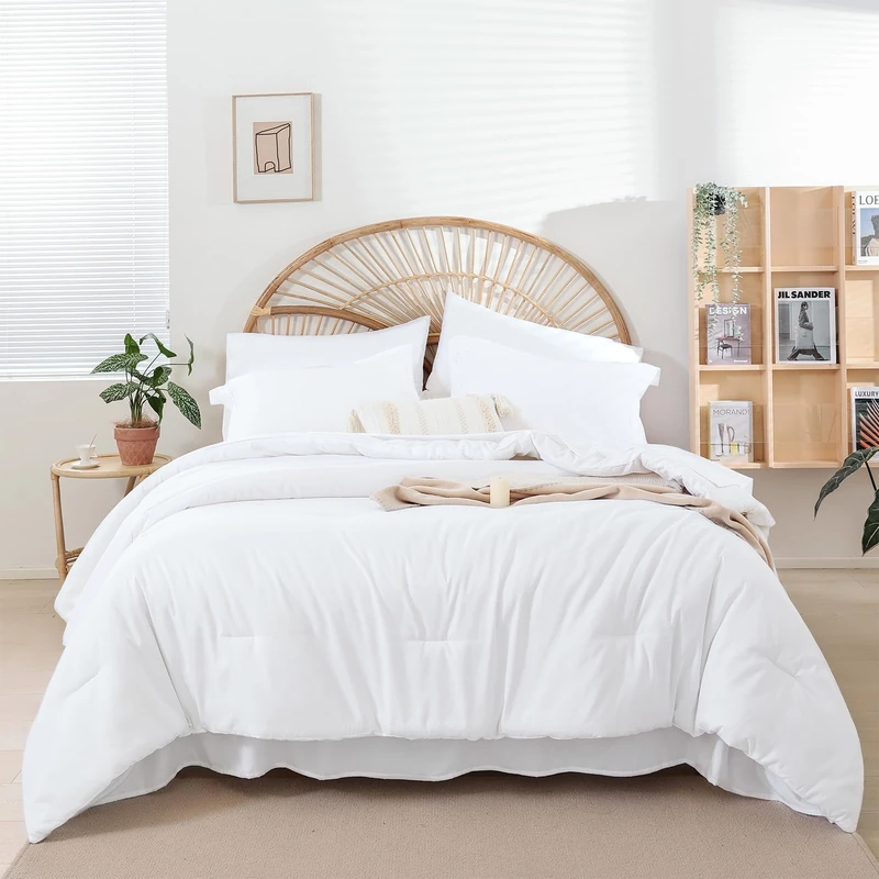 weigelia White Twin Comforter Set with Sheets - 5 Pieces Bed in a Bag Twin
