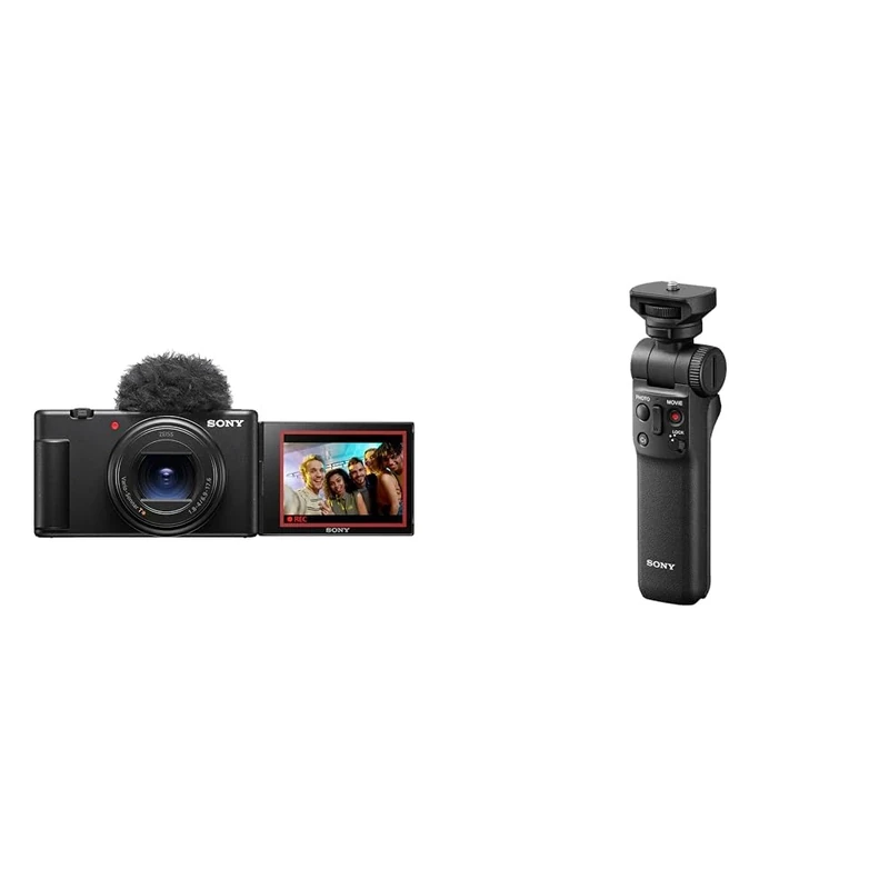 Sony Vlog Camera ZV-1 II | Digital Camera + GP-VPT2BT Handgrip (Selfie & Vlogging, Tripod Compatible, Select Sony Mounts) Black