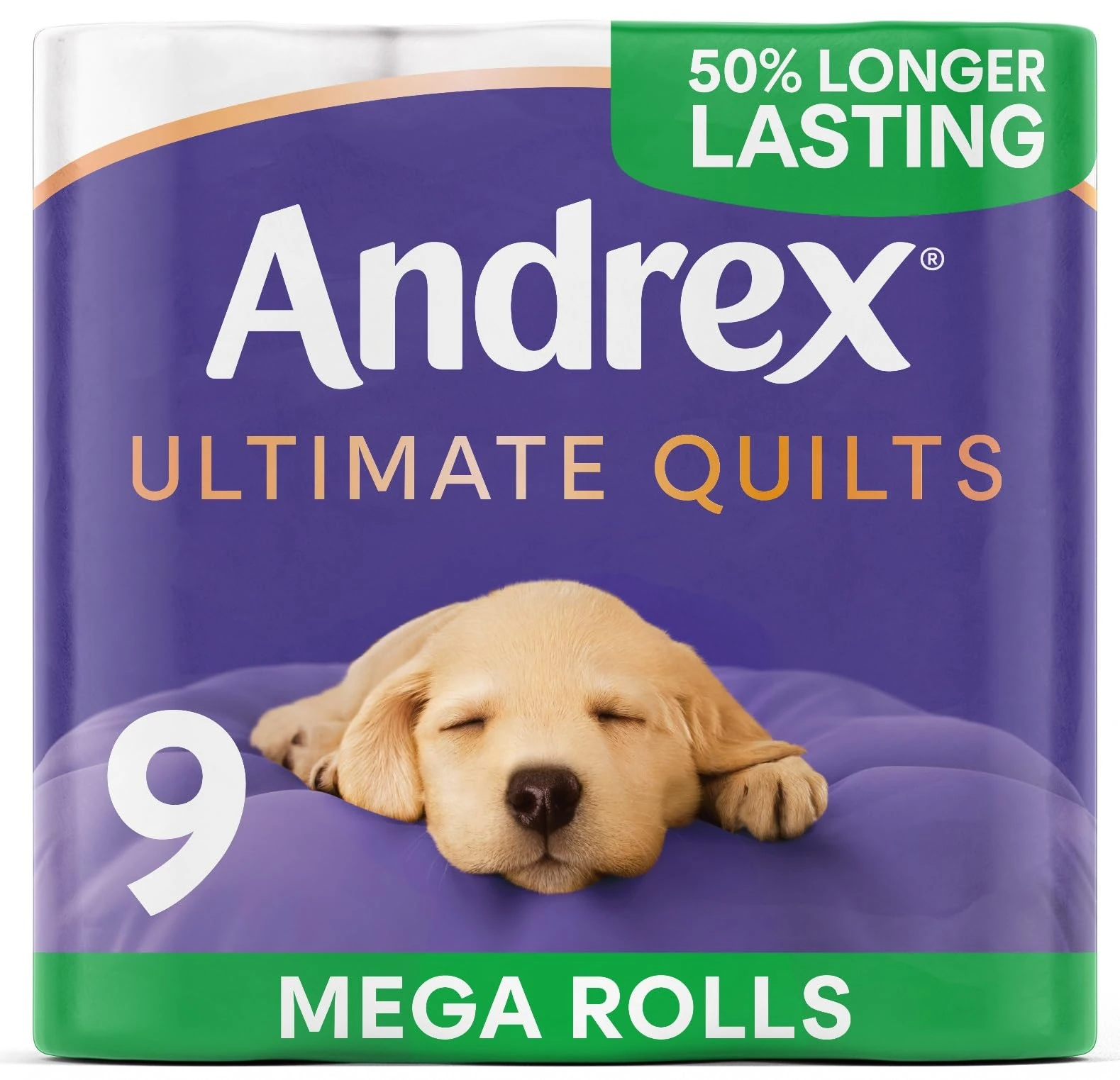 Andrex Ultimate Quilts 9 Mega Toilet Rolls = 13.5 Standard Toilet Rolls, 50% Longer Lasting Paper, Air Pocket Technology for Soft, Thick Sheets, FSC Certified