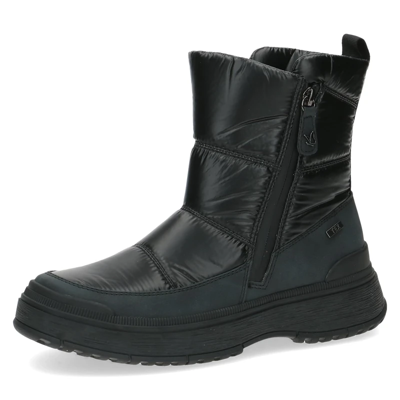 CAPRICE Women's winter ankle boots without heel Airmotion with zipper Lined Width G, Black (Black Comb), 7.5 UK
