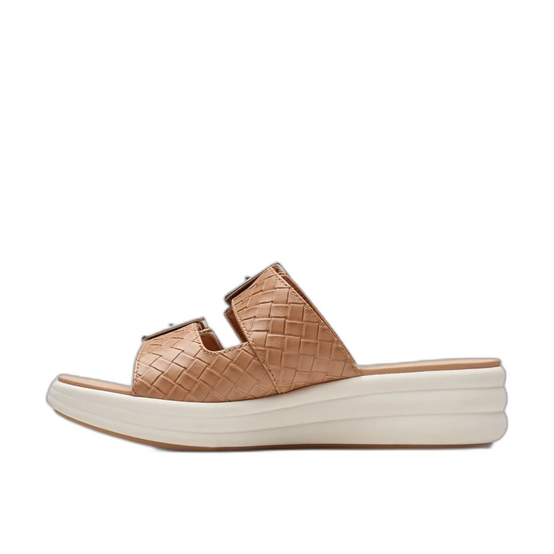 Clarks Women's Drift Buckle Slide Sandal, Warm Beige Synthetic, 5 UK