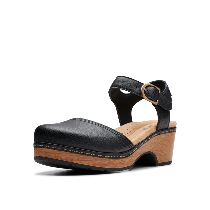 Clarks Women's Paizlee Bay Clog, Black Leather, 6.5 UK