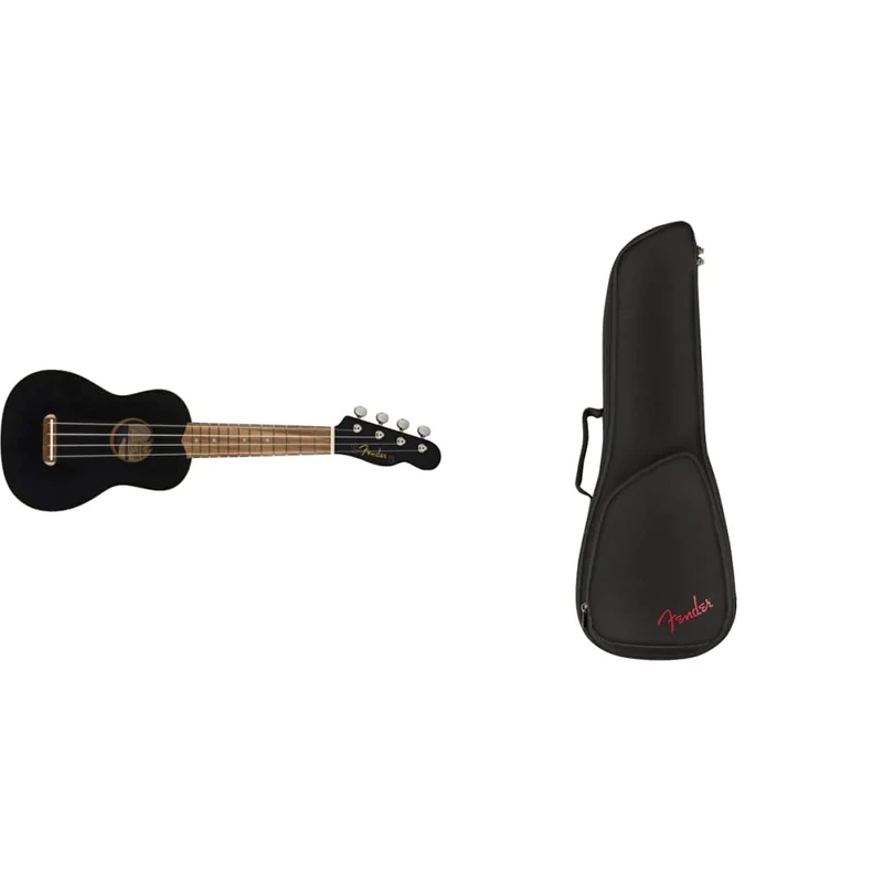 Fender California Coast Venice Soprano Ukulele - Black & »FU610 Soprano Ukulele Gig Bag« - Colour: Black 0991443406