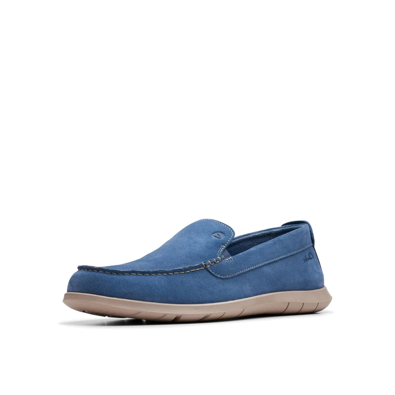 Clarks Men's Flexway Step Moccasin, Light Blue, 8 UK