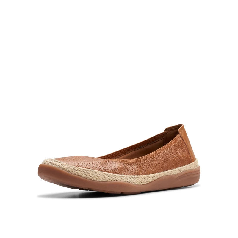 Clarks Women's Elaina Rae Ballet Flat, Tan Leather, 8 UK