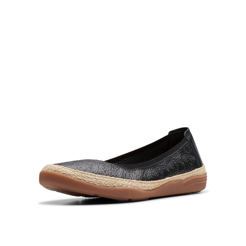 Clarks Women's Elaina Rae Ballet Flat, Black Leather, 7.5 UK