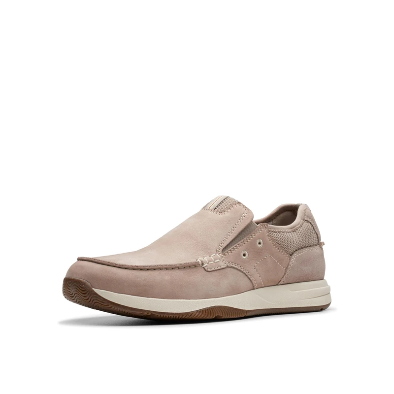 Clarks Men's Sailview Step Loafer, Light Grey Nubuck, 12 US