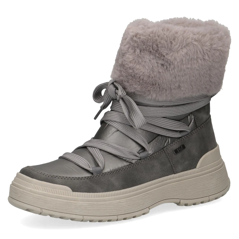 CAPRICE Women's winter ankle boots lace-up Lined Fur Width G, Gray (Dk Grey Comb), 7.5 UK - Image 1