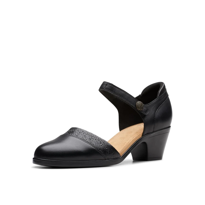 Clarks Women's Emily 2 Ketra Pump, Black Leather, 6.5 UK
