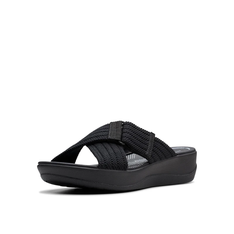 Clarks Women's Arla Wave Slide Sandal, Black Textile, 5 UK