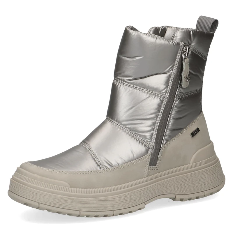 CAPRICE Women's winter ankle boots without heel Airmotion with zipper Lined Width G, Beige (Warm Grey Co), 4.5 UK