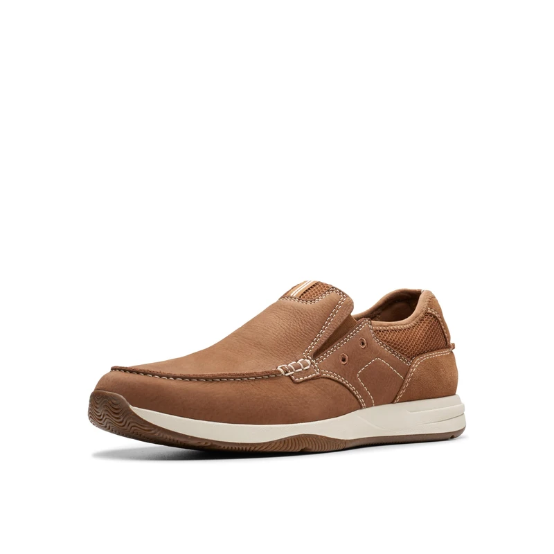 Clarks Mens Sailview StepLoafer, Light Tan Nubuck, 15