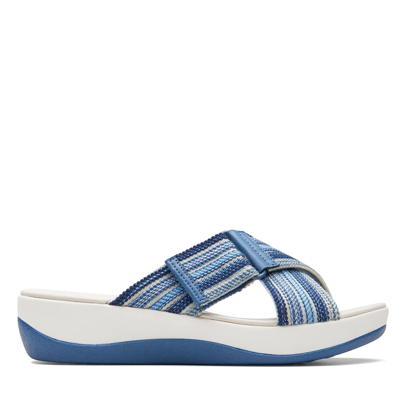 Clarks Women's Arla Wave Slide Sandal, Blue Combi, 7 UK