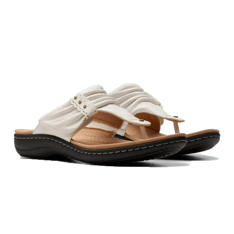 Clarks Women's Laurieann Arla Flat Sandal, White Multi Leather, 6 UK