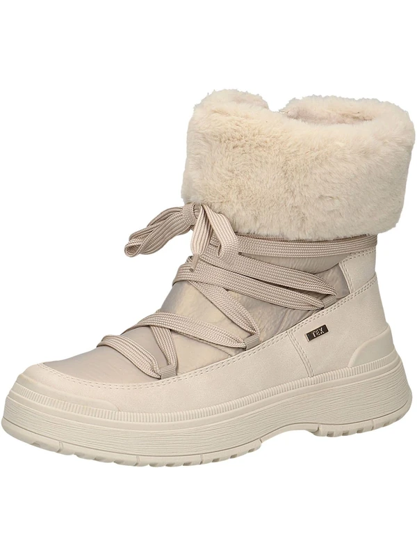 CAPRICE Women's winter ankle boots lace-up Lined Fur Width G, Beige (Beige Comb), 6 UK