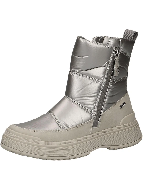 CAPRICE Women's winter ankle boots without heel Airmotion with zipper Lined Width G, Beige (Warm Grey Co), 5.5 UK