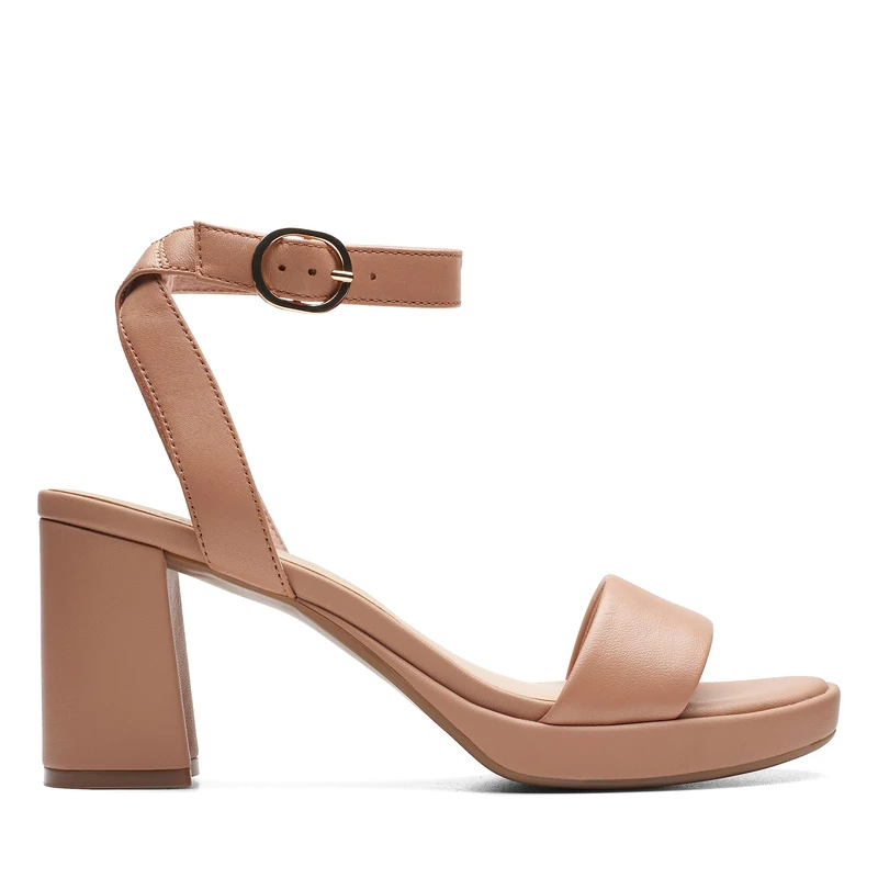 Clarks Women's Ambyrlyn Bay Heeled Sandal - Warm Beige Leather
