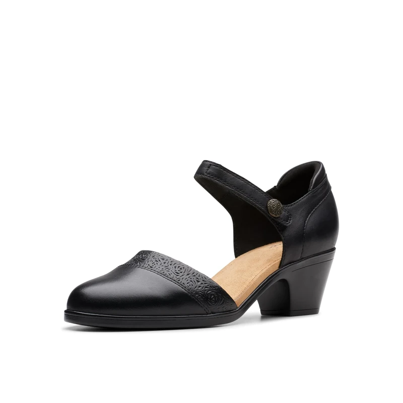 Clarks Women's Emily 2 Ketra Pump, Black Leather, 10 UK