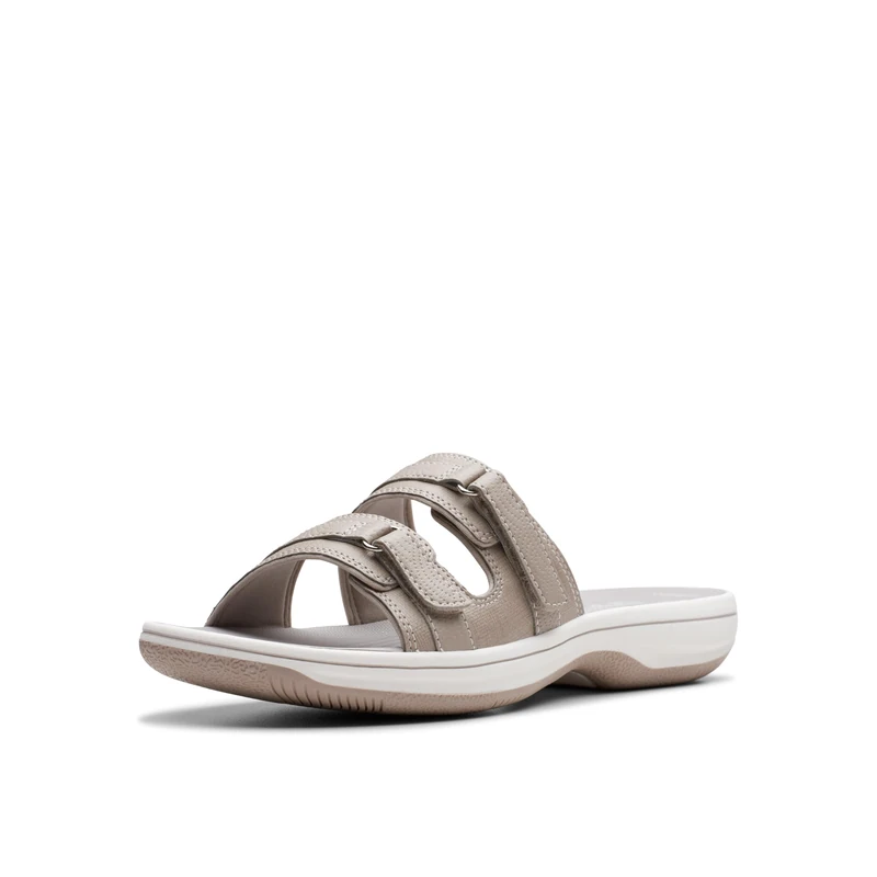 Clarks Women's Breeze Piper Slide Sandal, Light Taupe Synthetic, 4.5 UK