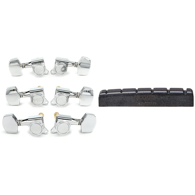 PRS Guitars SE Locking Tuners Set of 6, Chrome (106297::C:003) & Graphtech PT-6643-00 Black Tusq Nut 6 String Electric 43 X 6