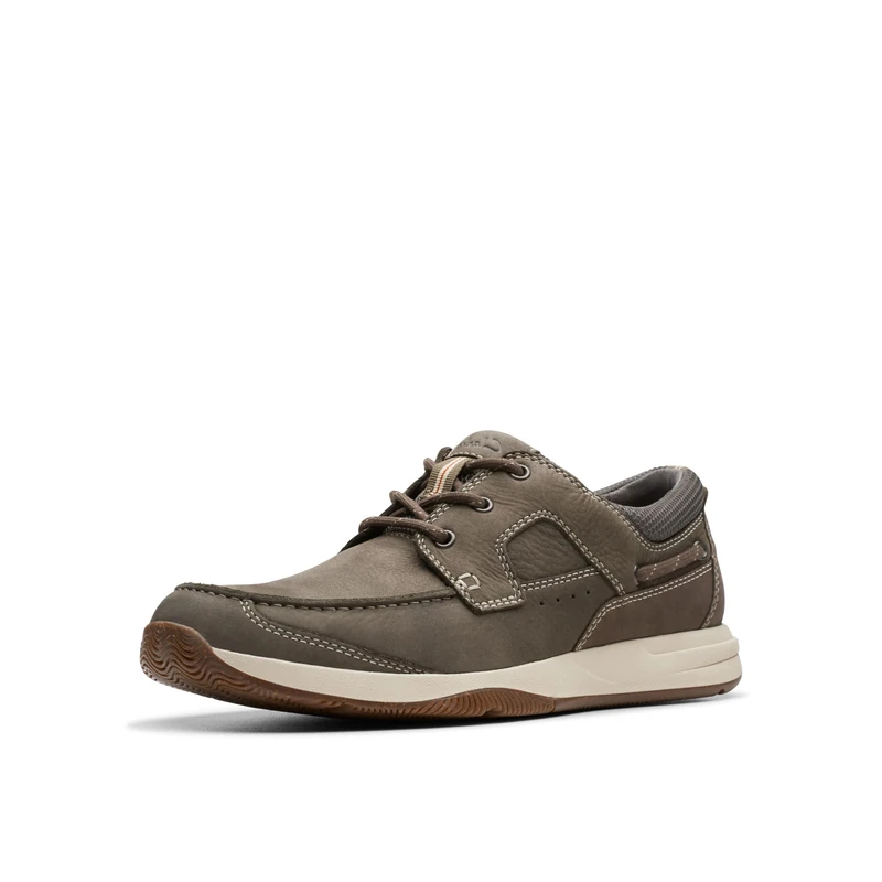 Clarks Men's Sailview Lace Boat Shoe, Taupe Nubuck, 8.5 UK Wide
