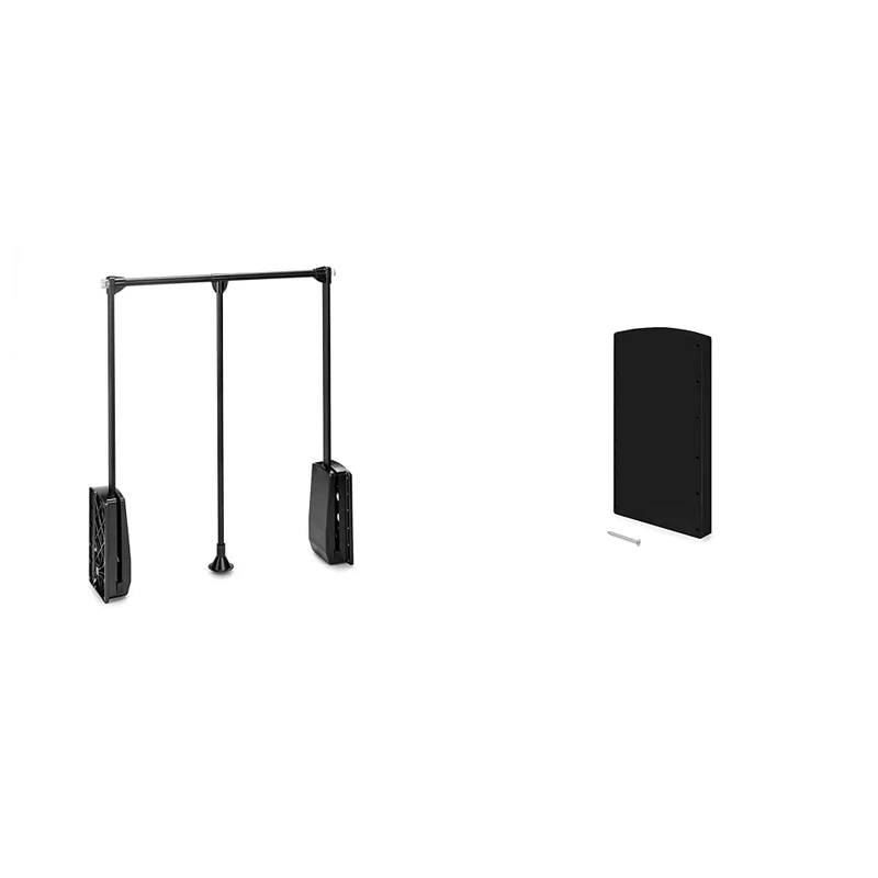 Emuca - Pull down clothes rack width 600-830mm + 2 Lateral supplements, Black finish