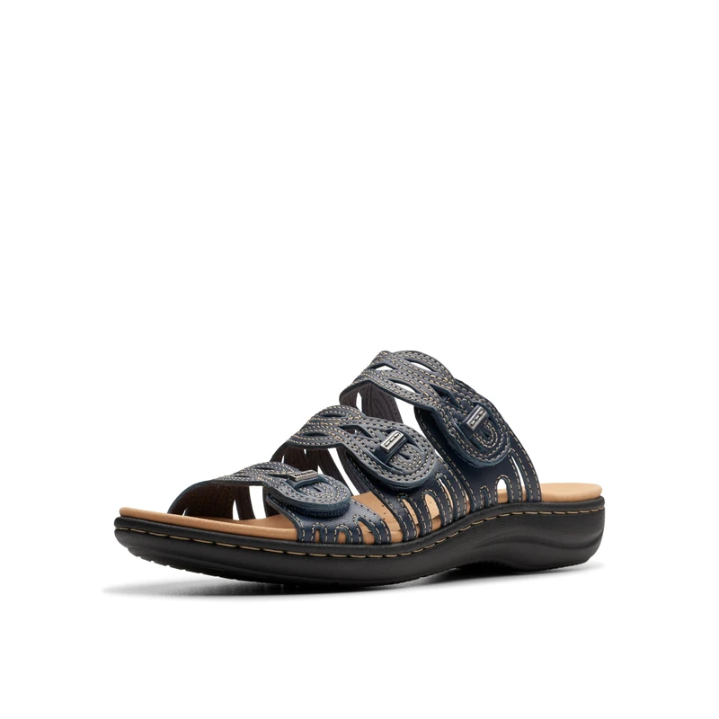 Clarks Women's Laurieann Ruby Flat Sandal, Navy Leather, 7 UK