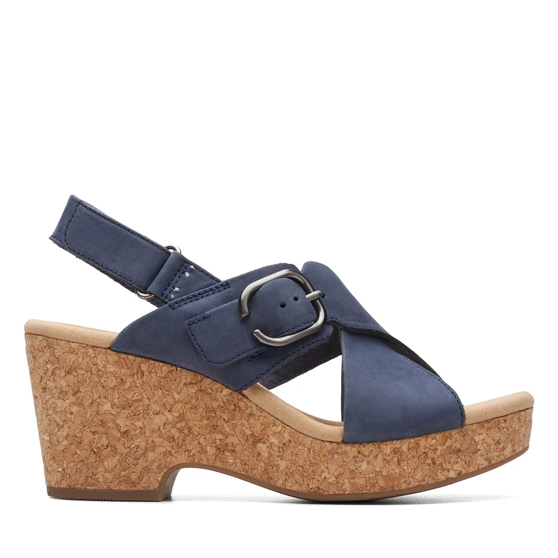 Clarks Women's Giselle Dove Wedge Sandal, Navy Nubuck, 11