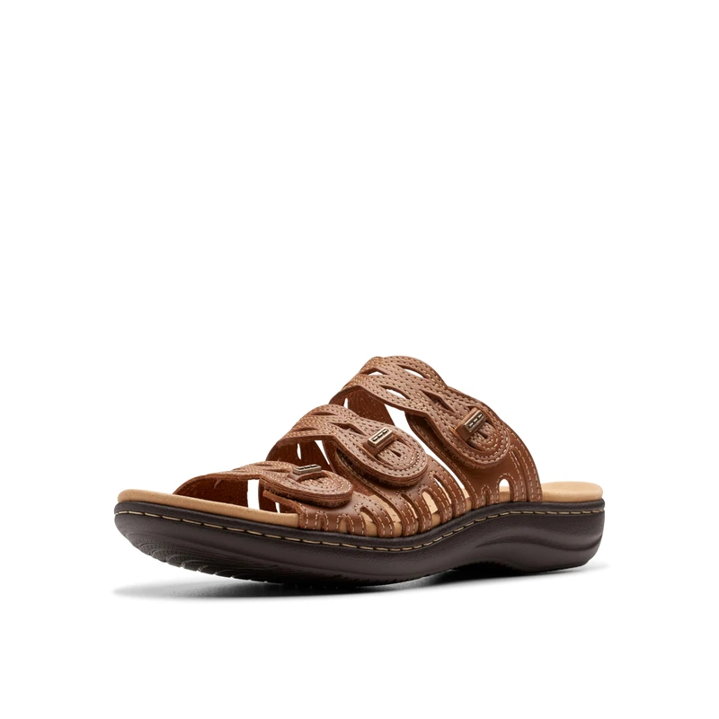 Clarks Women's Laurieann Ruby Flat Sandal, Tan Leather, 7 UK