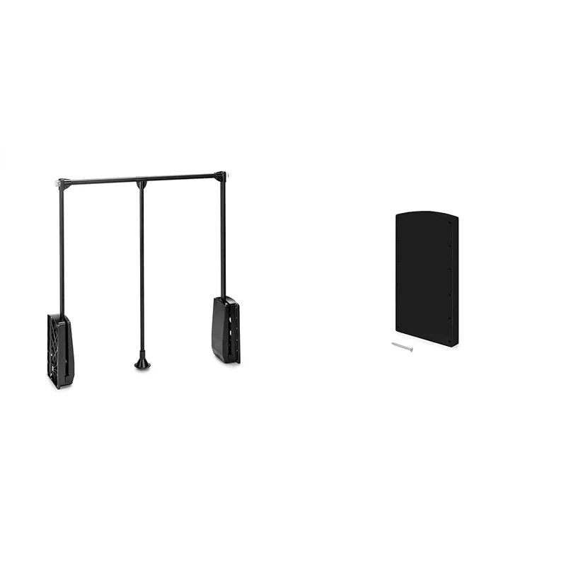 Emuca - Pull down clothes rack width 830-1150mm + 2 Lateral supplements, Black finish