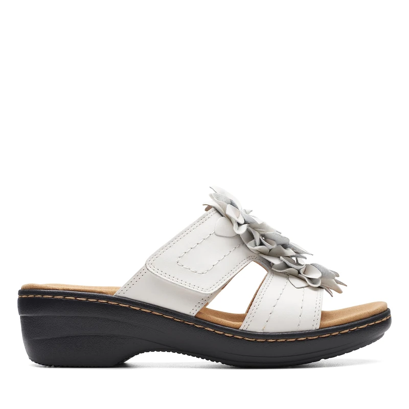 Clarks Women's Merliah Raelyn Slide Sandal, White Leather, 6.5 UK