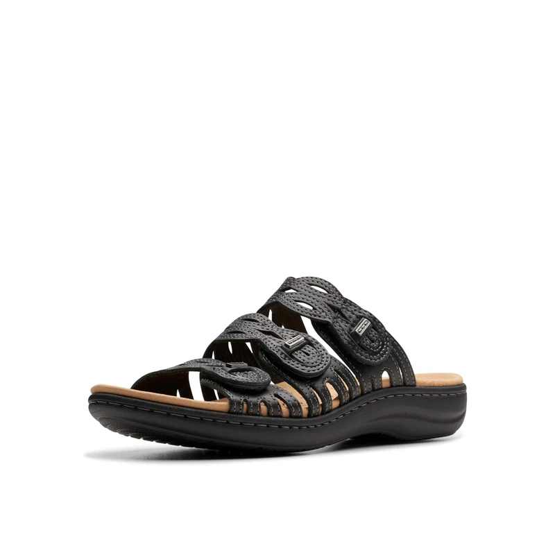 Clarks Women's Laurieann Ruby Flat Sandal, Black Leather, 5 UK