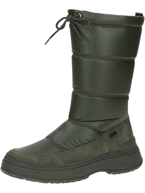 CAPRICE women's winter boots flat vegan water-repellent, Green (Khaki Comb), 6 UK
