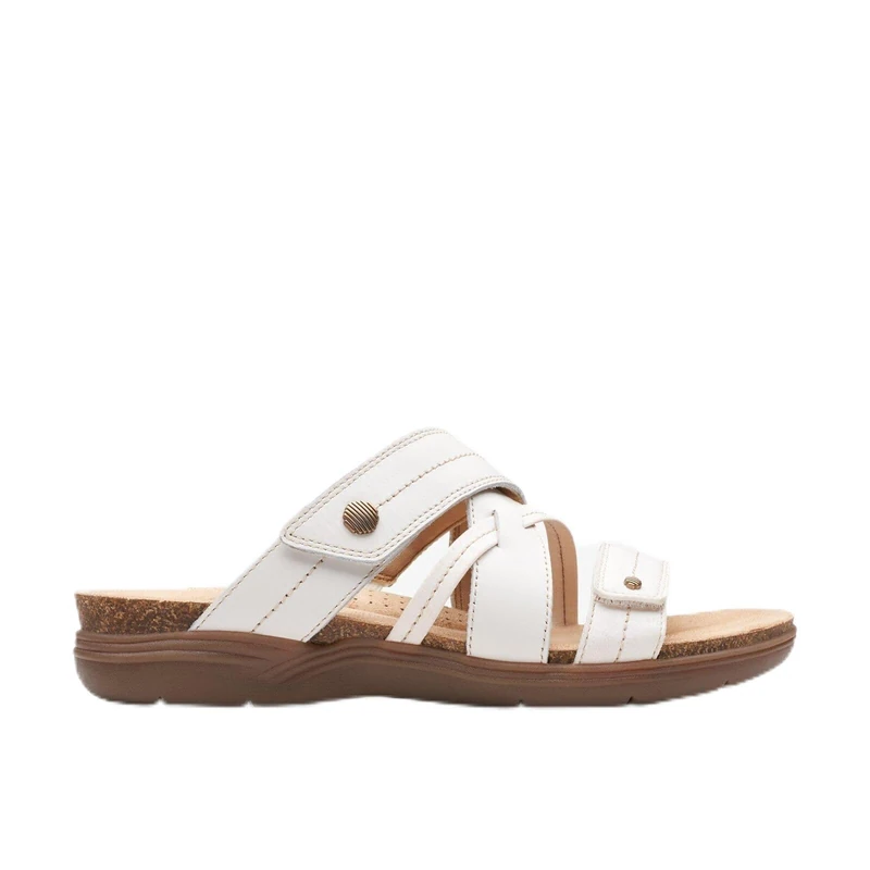 Clarks Women's April Willow Slide Sandal, White Leather, 7 UK - Image 1