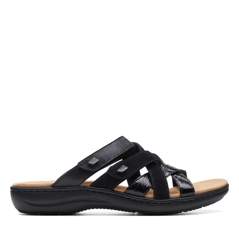 Clarks Women's Laurieann Bali Slide Sandal, Black Leather, 7.5 UK