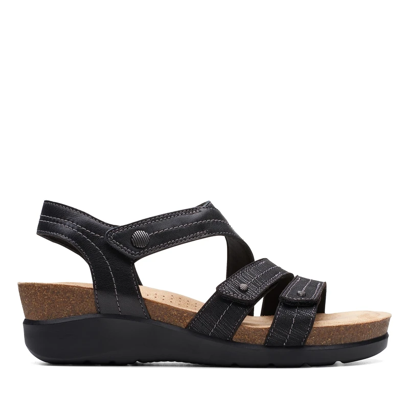 Clarks Women's Calenne Clara Wedge Sandal, Black Combi, 5.5 UK