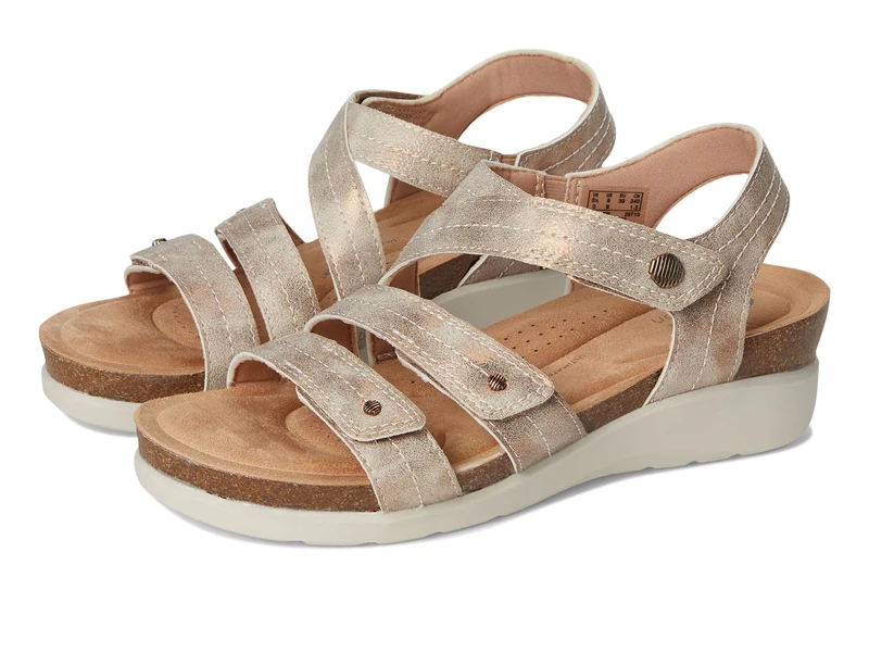 Clarks Women's Calenne Clara Wedge Sandal, Bronze Metallic Textile, 4.5 UK