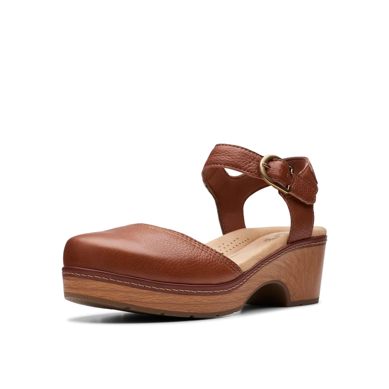 Clarks Women's Paizlee Bay Clog, Tan Leather, 4.5 UK