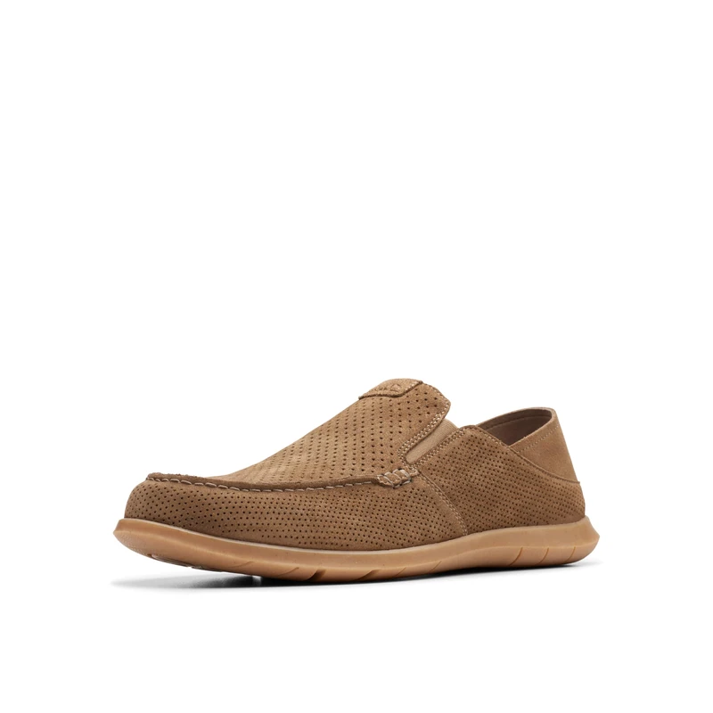 Clarks Men's Flexway Easy Moccasin, Light Tan Suede, 9 UK