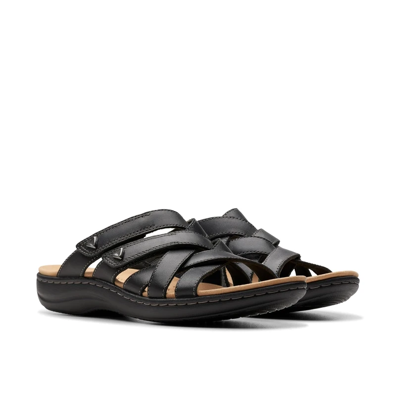 Clarks Women's Laurieann Bali Slide Sandal, Black Leather, 5.5 UK