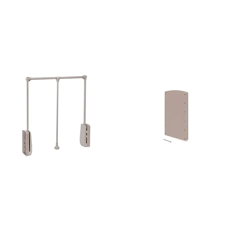 Emuca - Pull down clothes rack width 600-830mm + 2 Lateral supplements, Stone grey finish