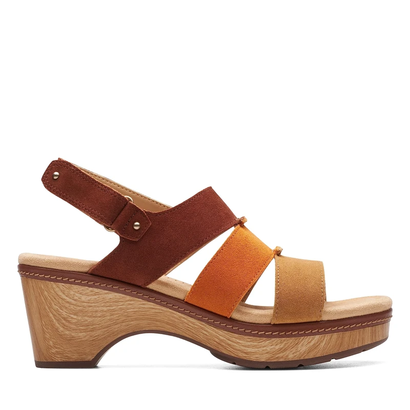 Clarks Women's Seannah Glow Wedge Sandal, Tan Combi Suede, 5 UK